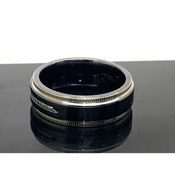 Men's Wedding Band Diamond 0.05ctw Titanium 7.5mm Wide Size 10 - Picture 2 of 14